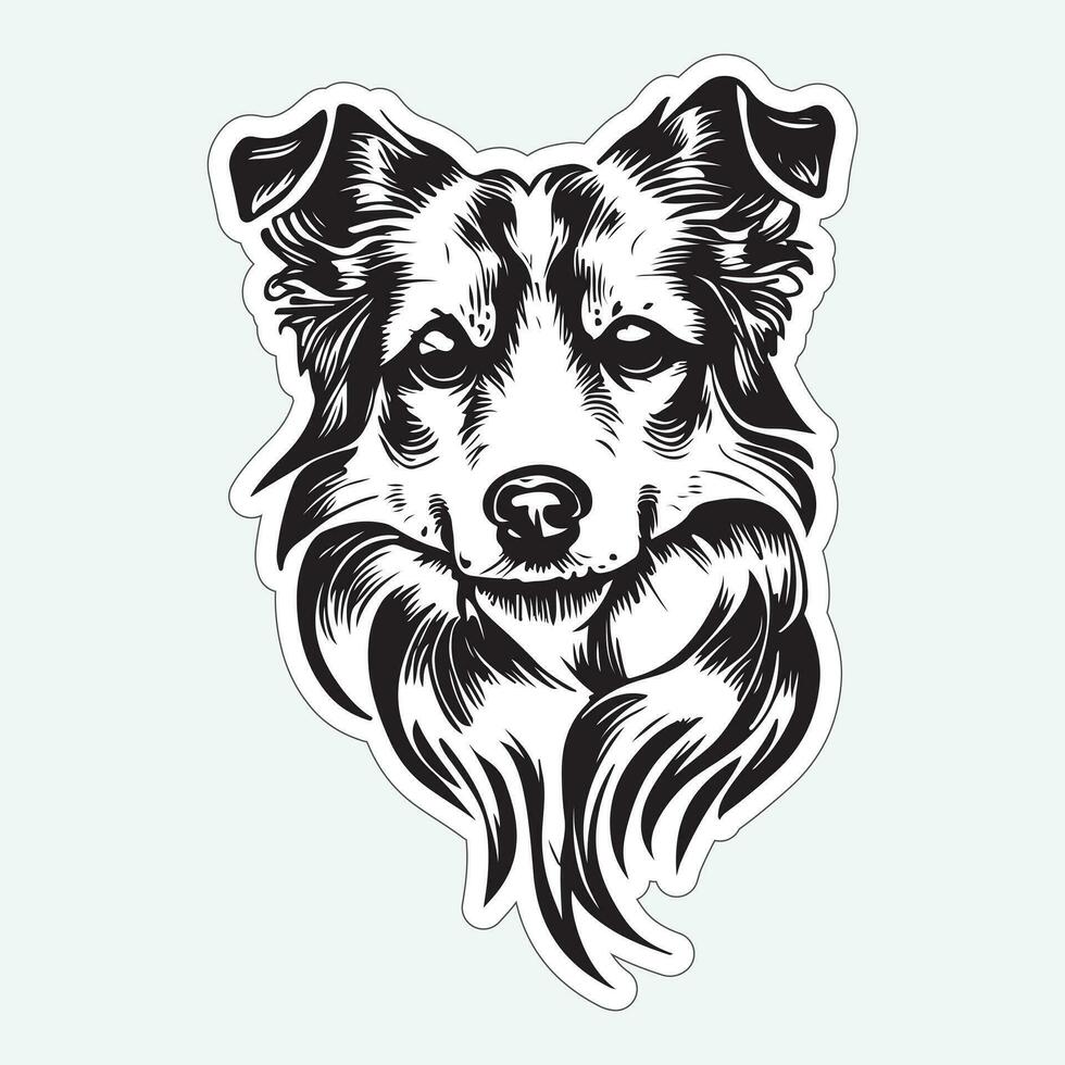 Dog art black and white sticker for printing vector