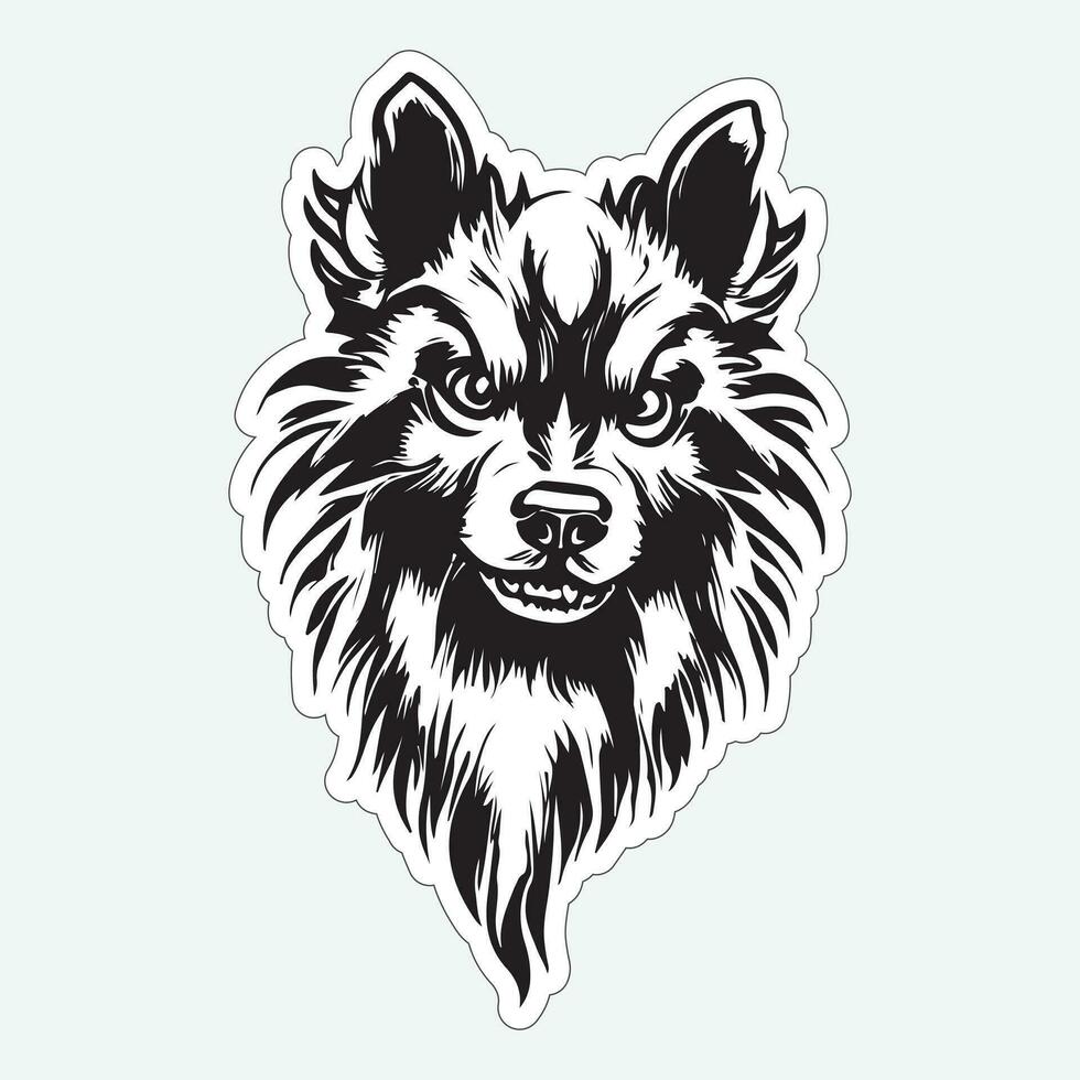 Dog art black and white sticker for printing vector