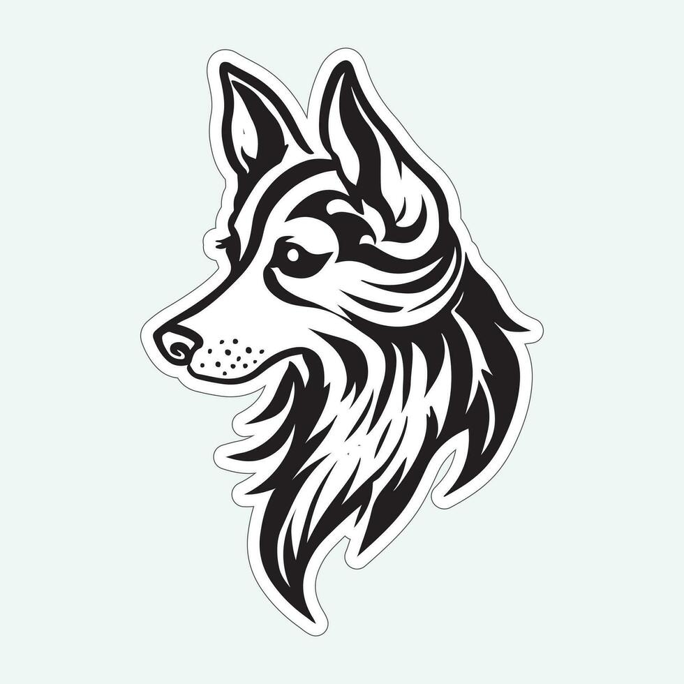 Dog art black and white sticker for printing vector