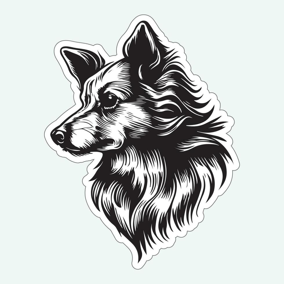 perro Arte negro y blanco pegatina para impresión vector