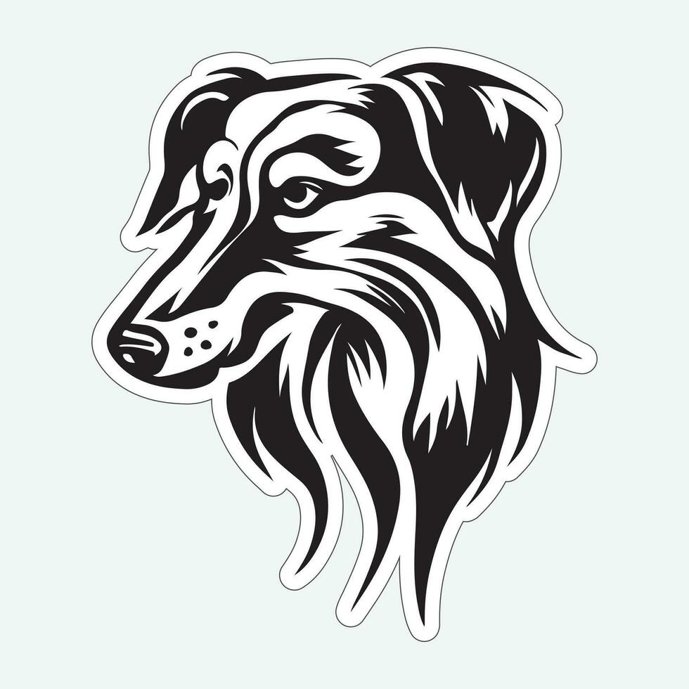 Dog art black and white sticker for printing vector