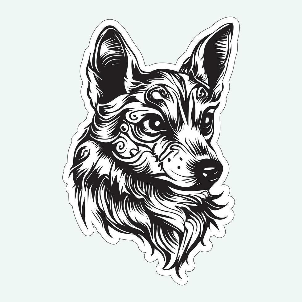 perro Arte negro y blanco pegatina para impresión vector