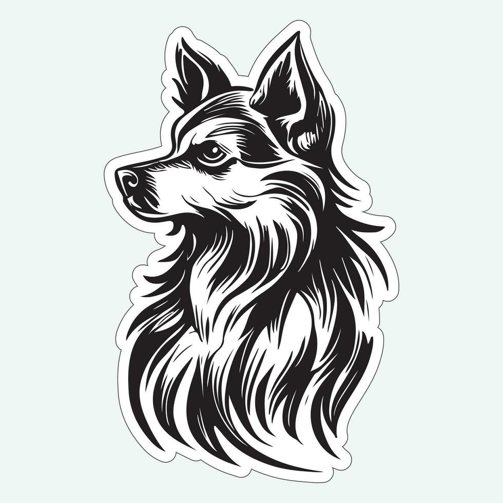 Dog art black and white sticker for printing vector