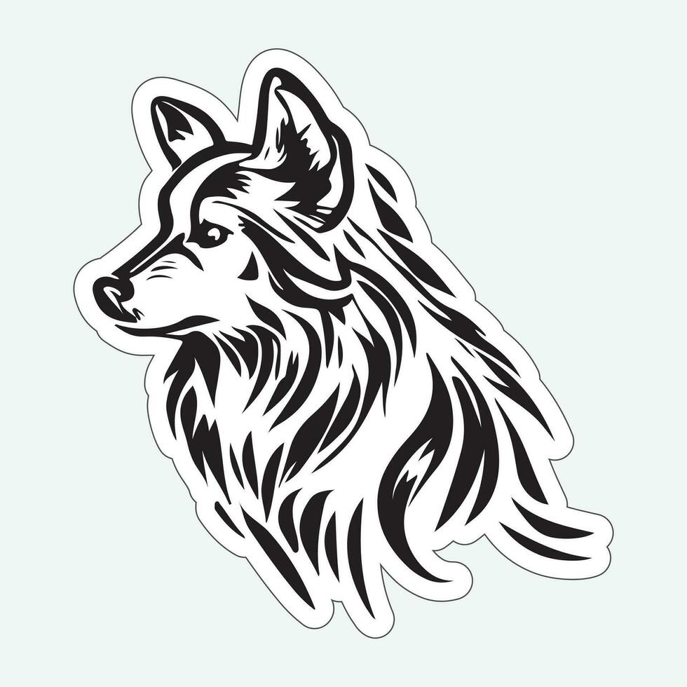 Dog art black and white sticker for printing vector