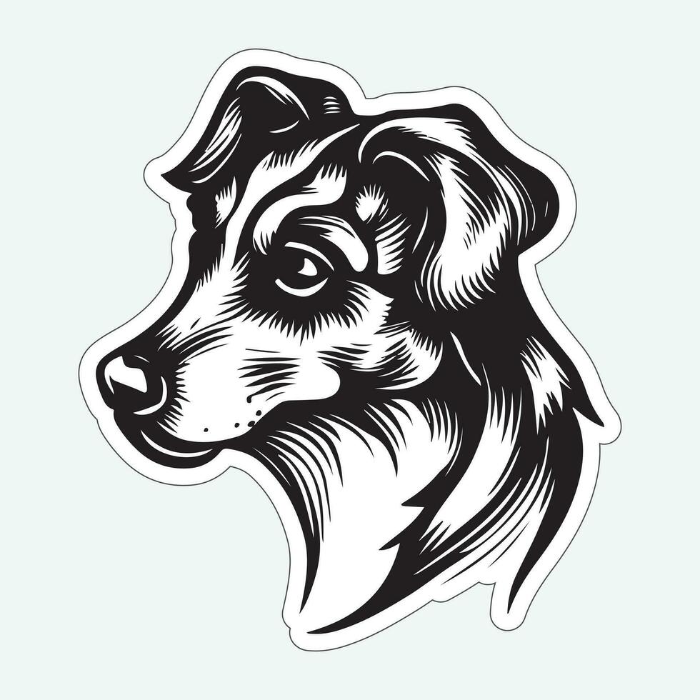 Dog art black and white sticker for printing vector