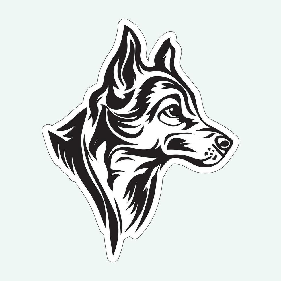 Dog art black and white sticker for printing vector