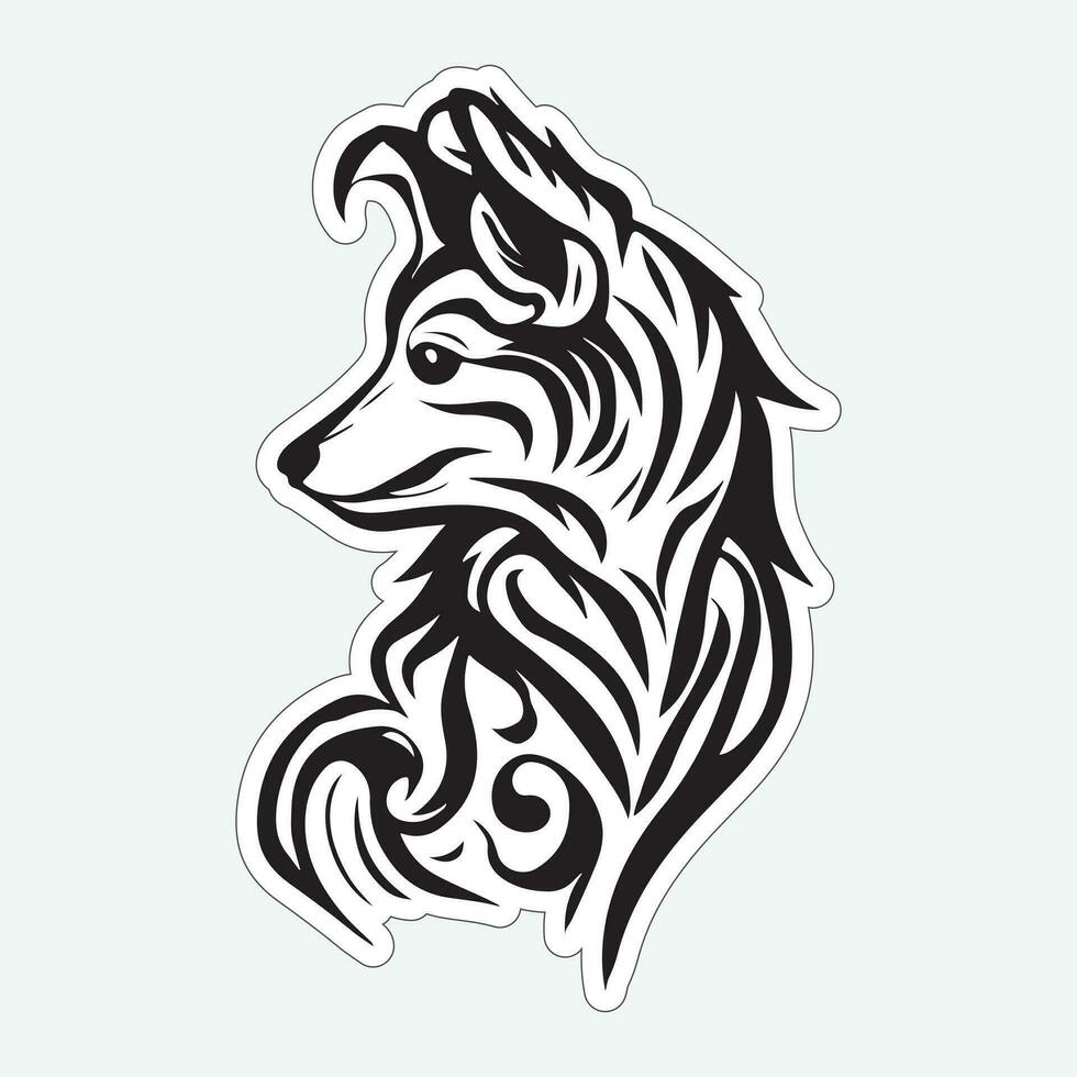 Dog art black and white sticker for printing vector