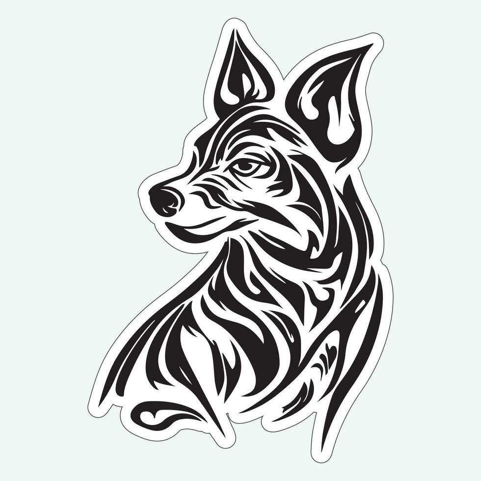 Dog art black and white sticker for printing vector