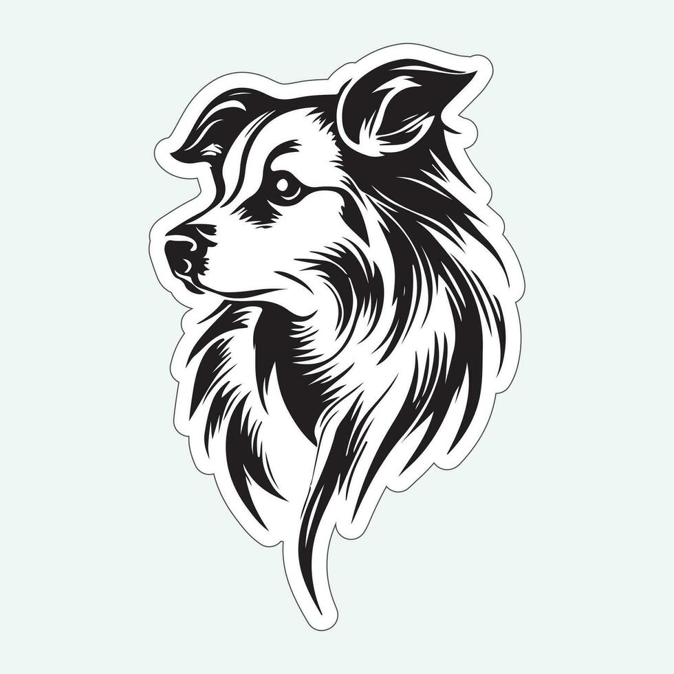 Dog art black and white sticker for printing vector