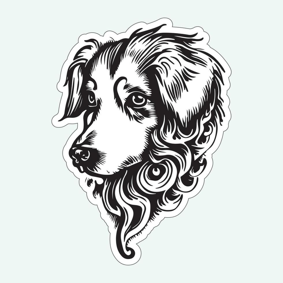 Dog art black and white sticker for printing vector