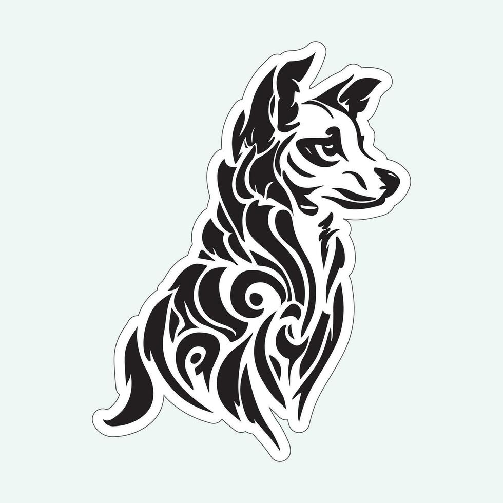 Dog art black and white sticker for printing vector