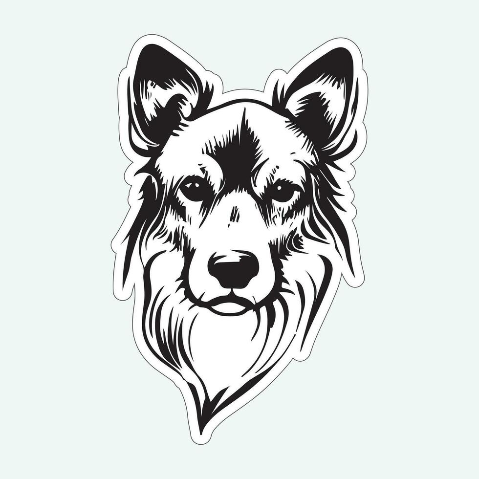 Dog art black and white sticker for printing vector