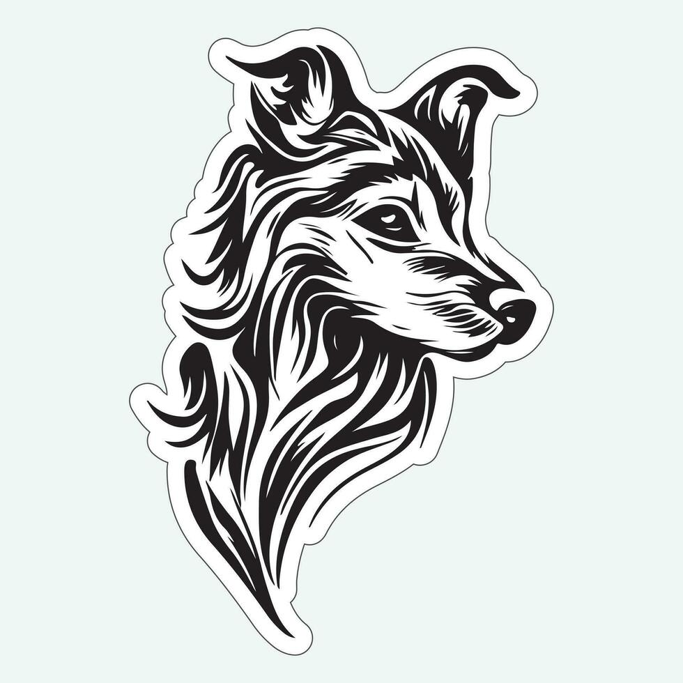 Dog art black and white sticker for printing vector