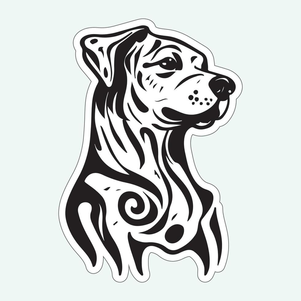 perro Arte negro y blanco pegatina para impresión vector