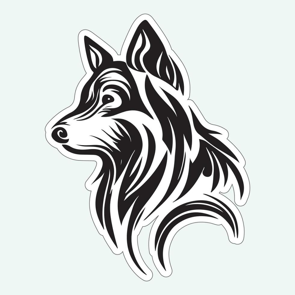 Dog art black and white sticker for printing vector