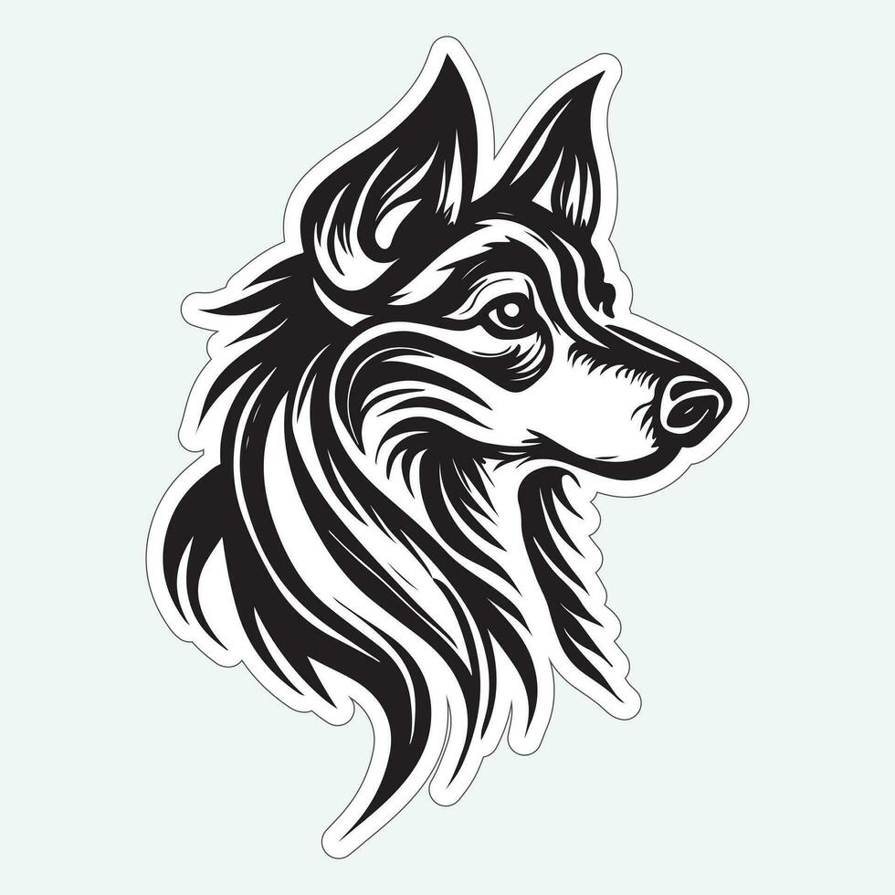 Dog art black and white sticker for printing vector