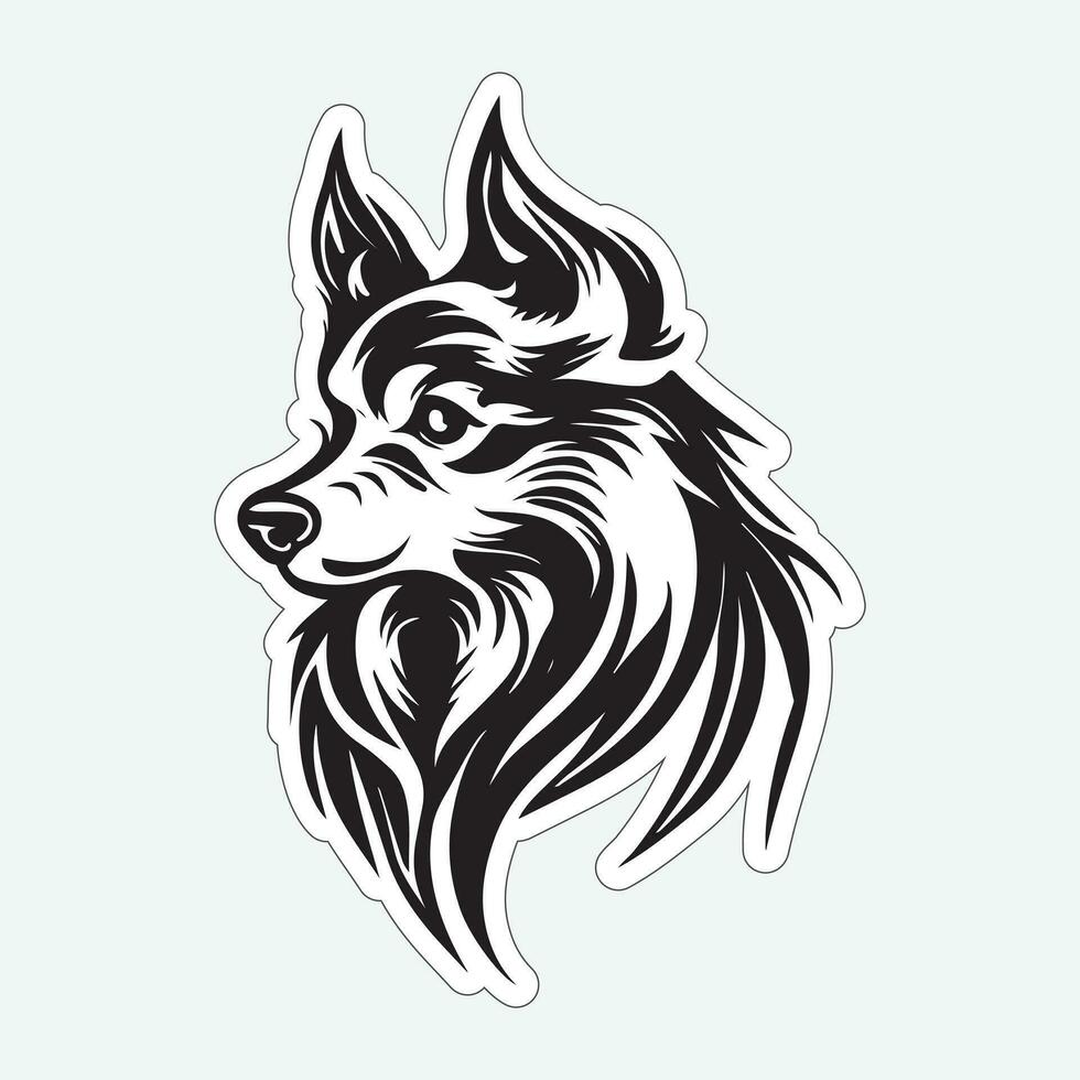 Dog art black and white sticker for printing vector