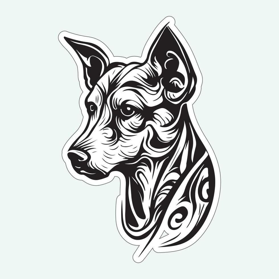 Dog art black and white sticker for printing vector