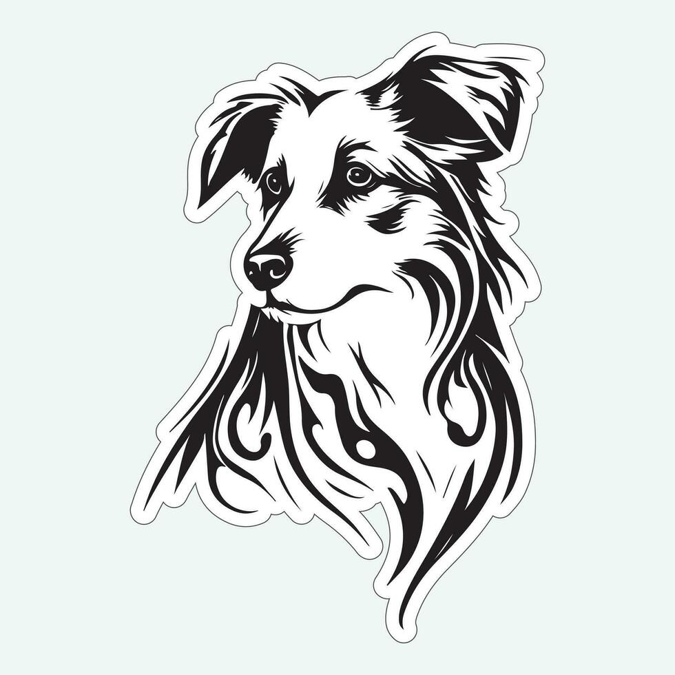 Dog art black and white sticker for printing vector