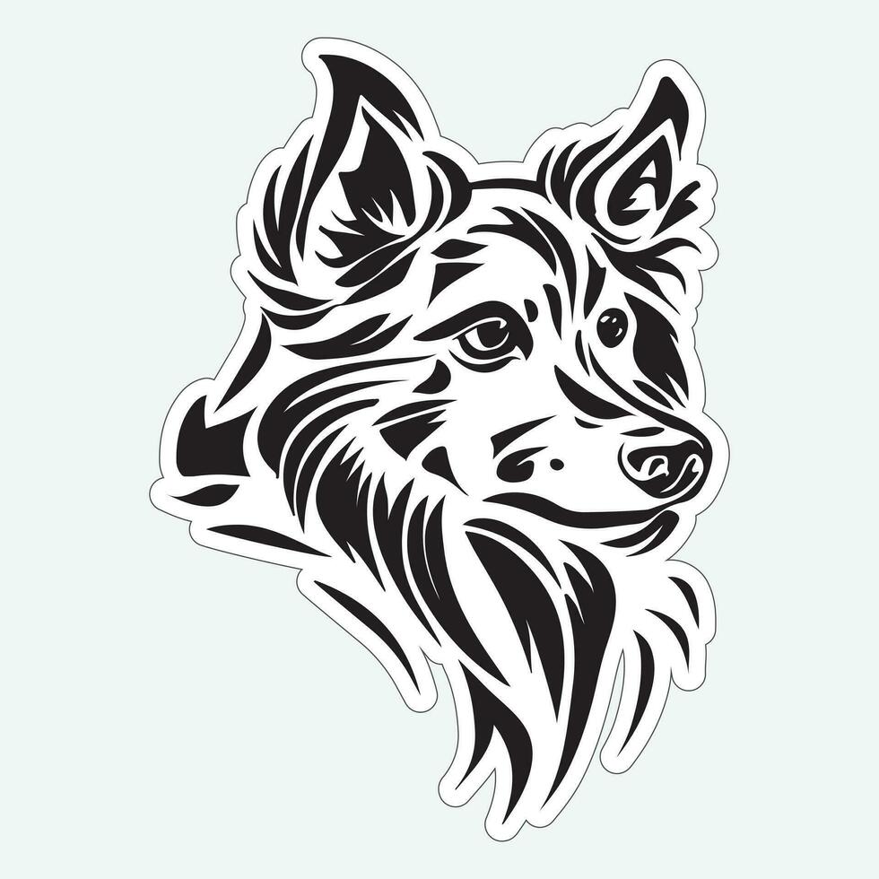 Dog art black and white sticker for printing vector