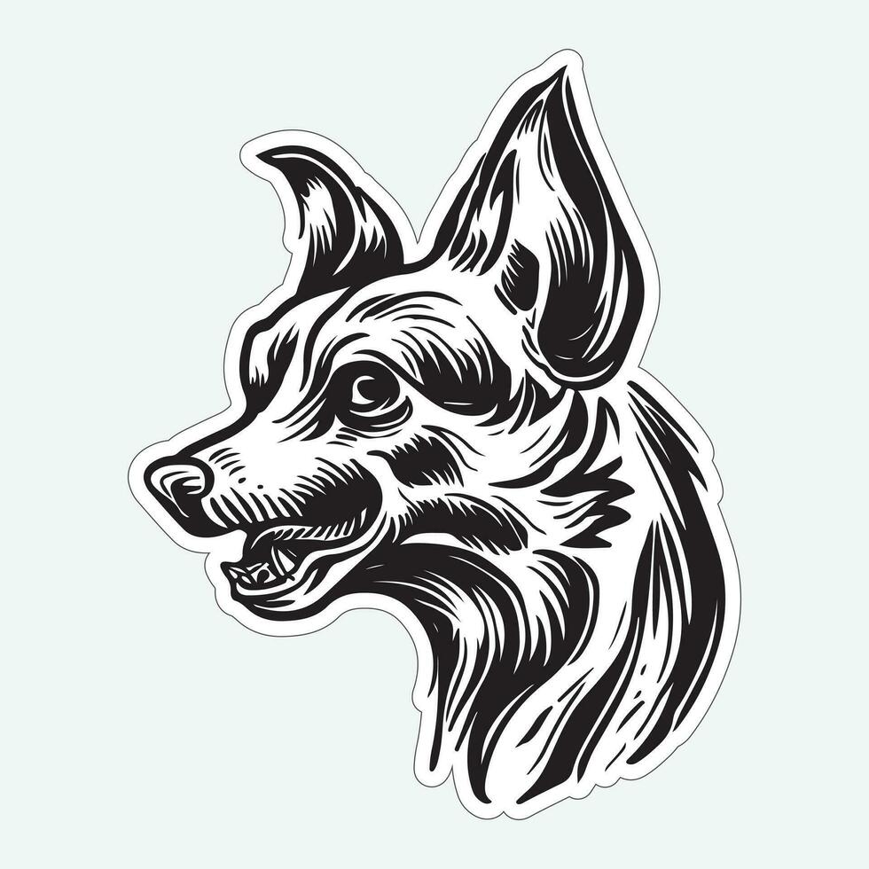 Dog art black and white sticker for printing vector