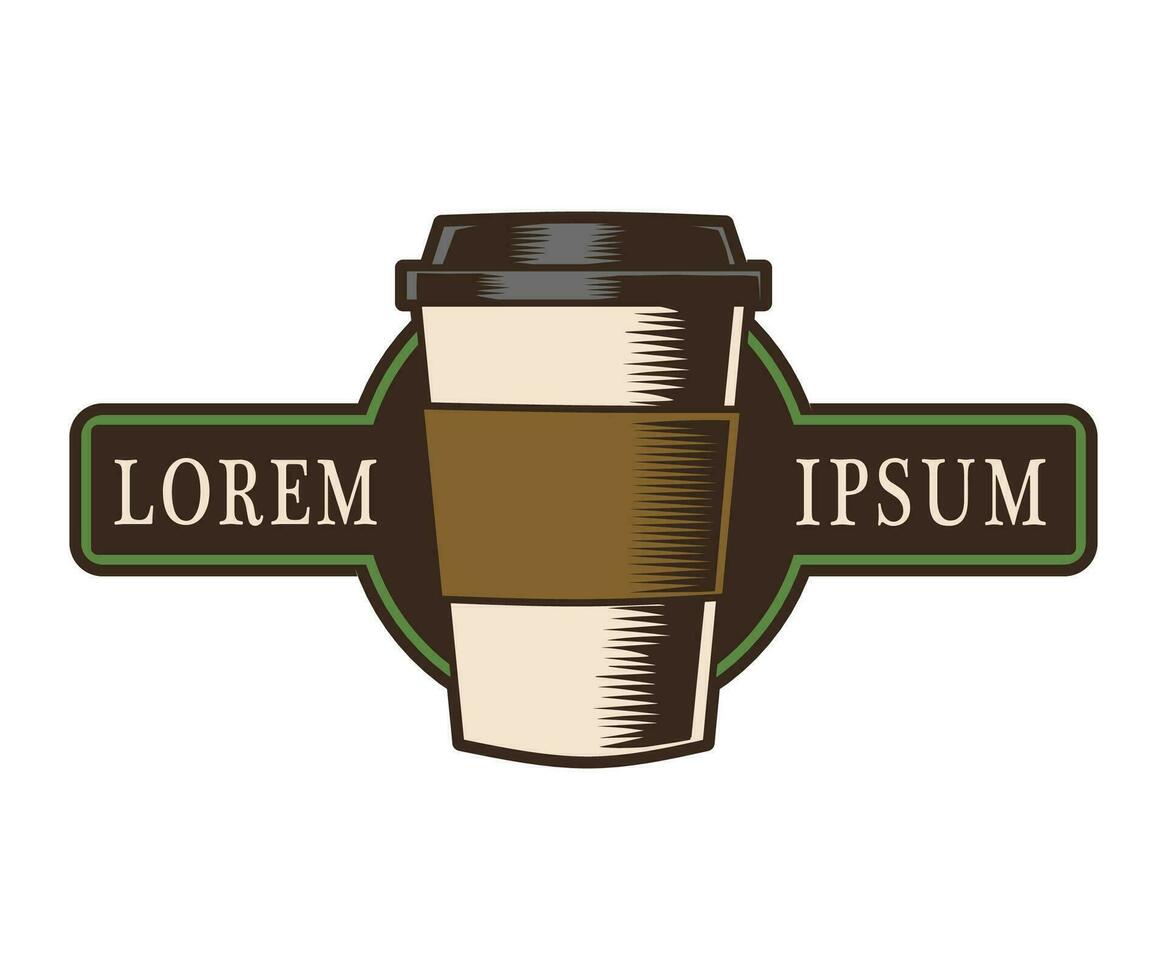 a cup of coffee logo template, vintage style vector