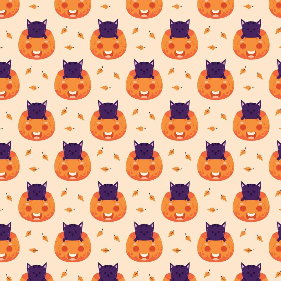 halloween seamless pattern in flat design vector
