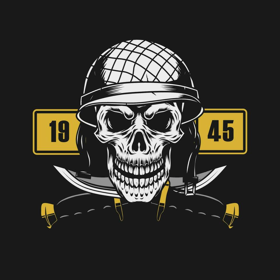 soldier skull and cross knife illustration vector