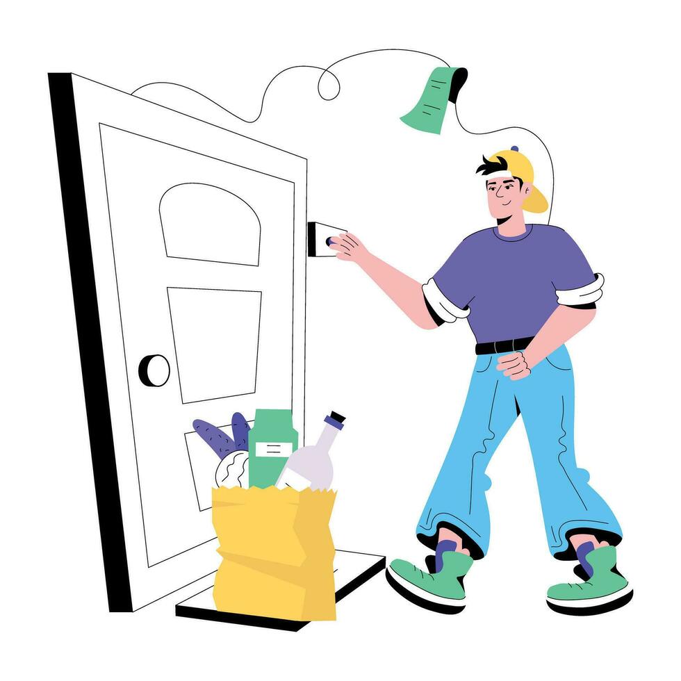 Trendy Door Delivery vector