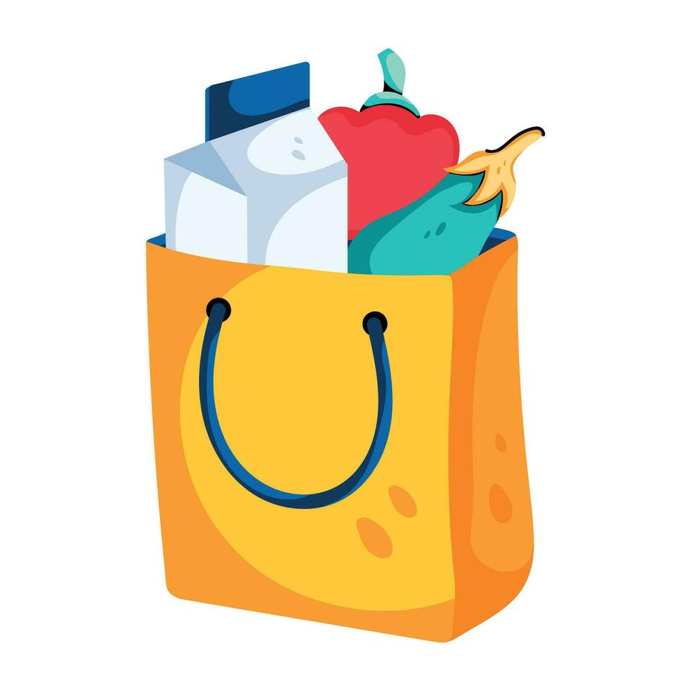 Trendy Grocery Bag vector