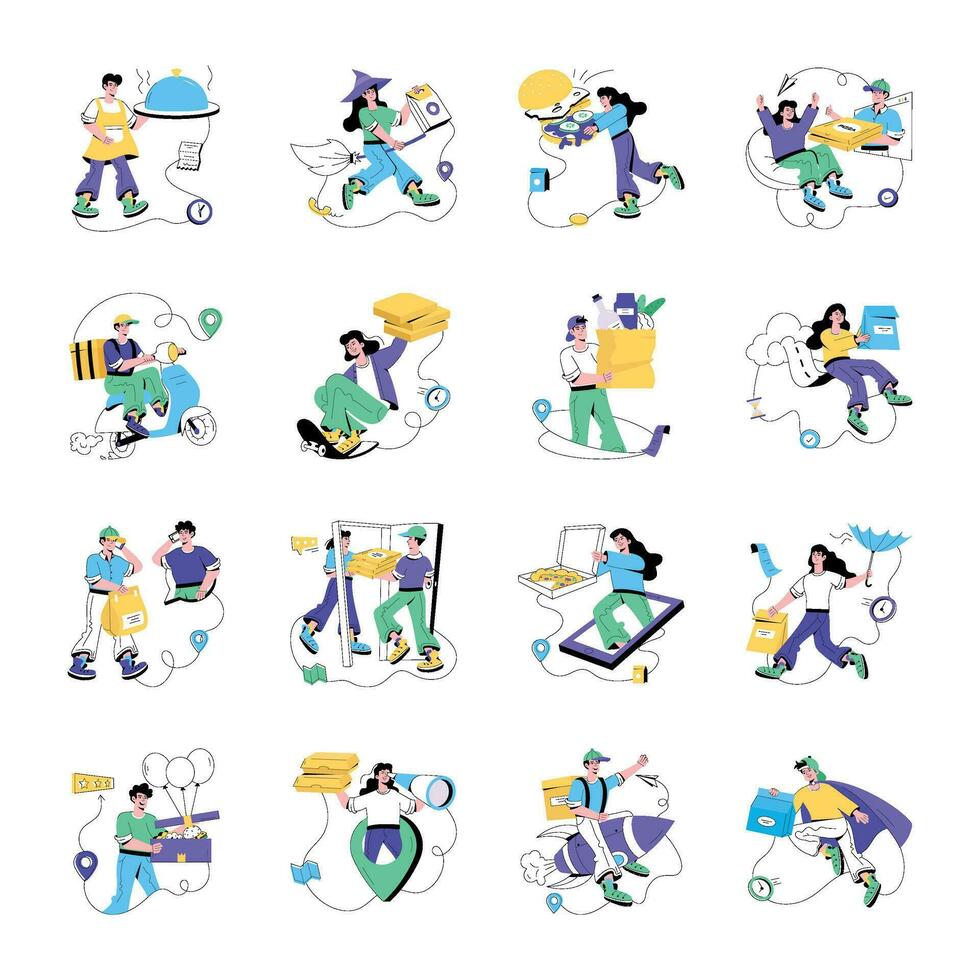 Set of Delivery Location Flat Illustrations vector