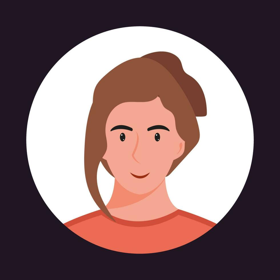 circulo el avatar con el retrato mujer de varios Razas y peinados colección de usuario perfiles. redondo icono con contento sonriente humano. vistoso plano vector ilustración.