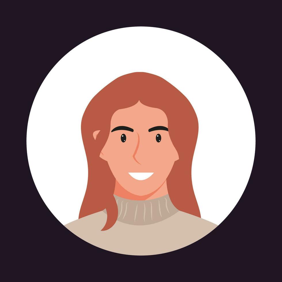 Circle the avatar with the portrait women of various races and hairstyles. Collection of user profiles. Round icon with happy smiling human. Colorful flat vector illustration.