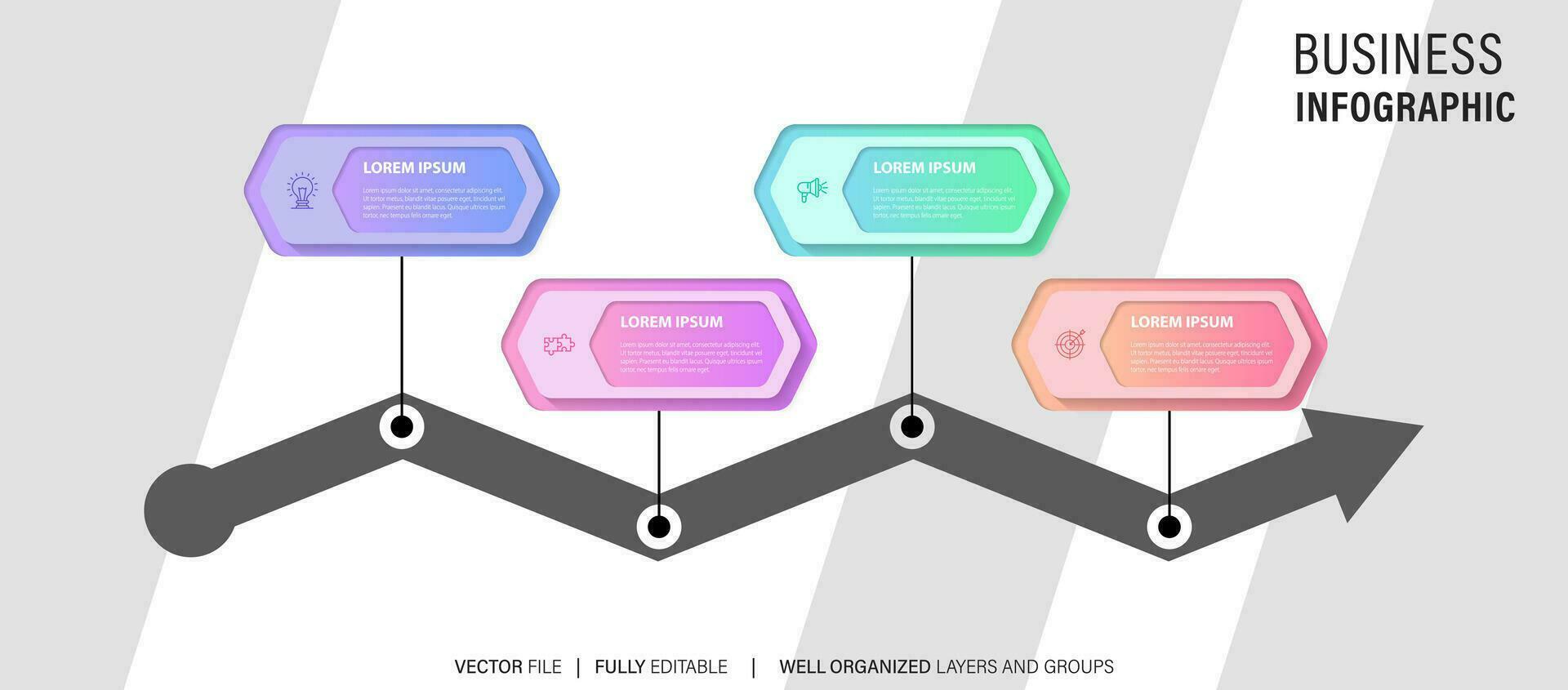 Steps business data visualization timeline process infographic template design with icons vector