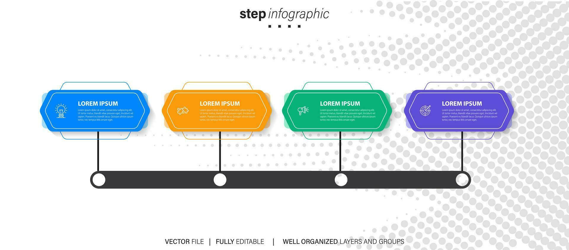 Steps business data visualization timeline process infographic template design with icons vector