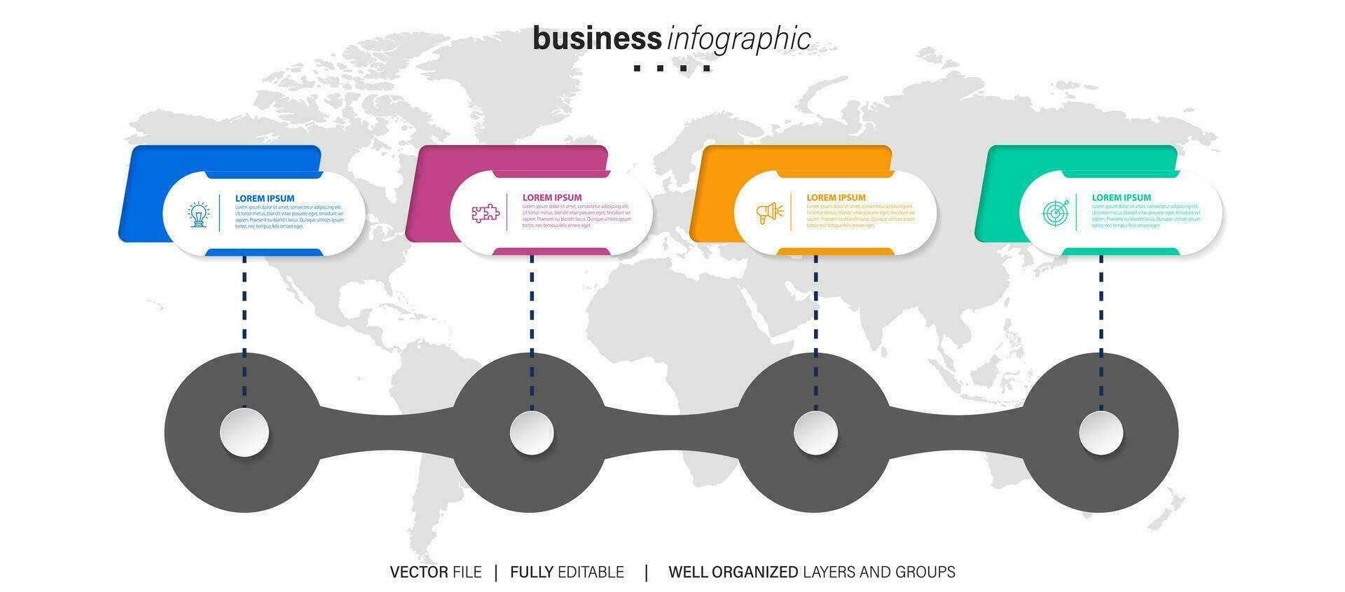 Creative concept for infographic with 4 steps, options, parts or processes. Business data visualization. vector