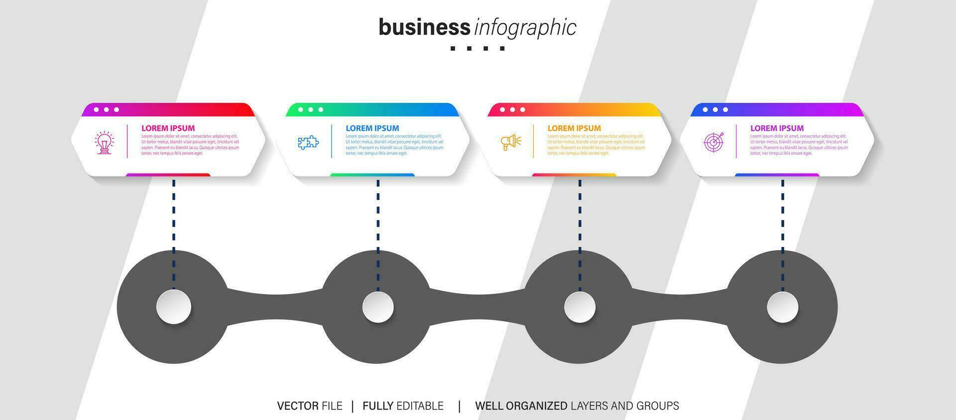 New product development infographic chart design template. Editable infochart with icons. Instructional graphics with 4 step sequence. Visual data presentation. vector