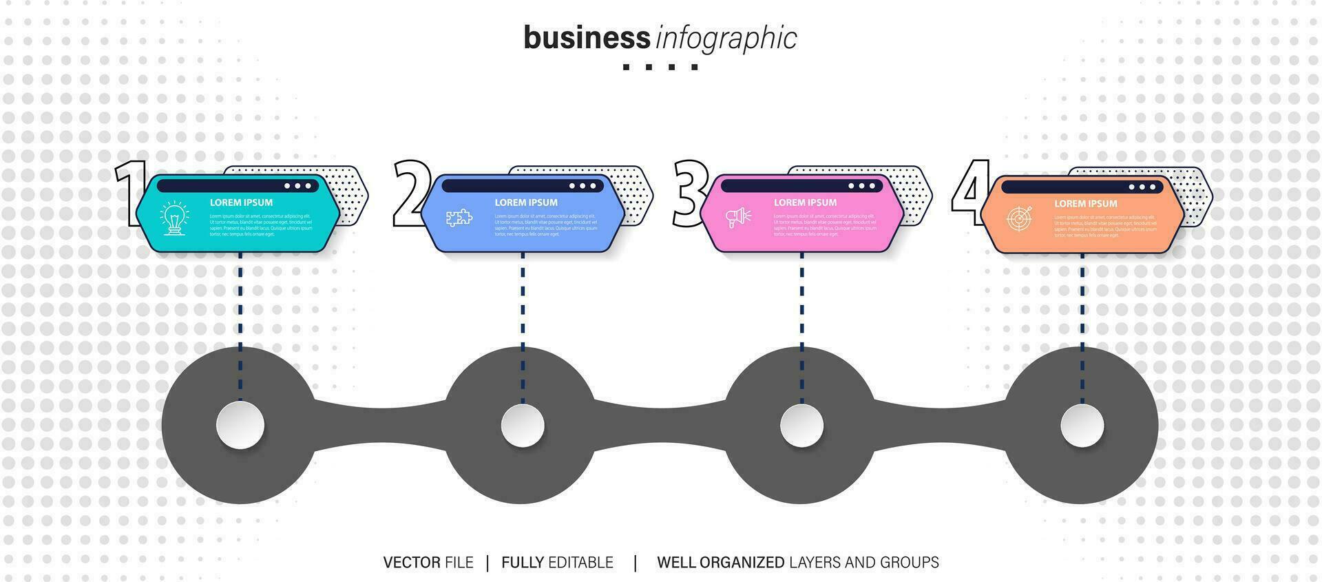 Elements infographic idea circle colorful with 4 step vector