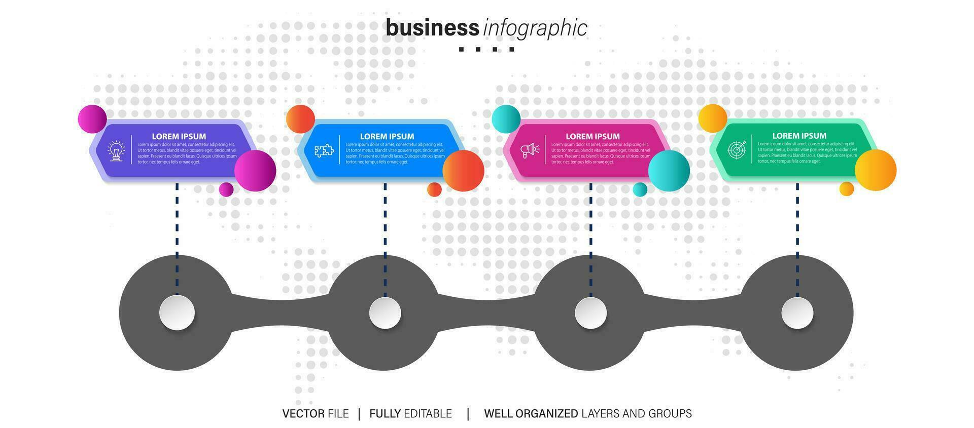 Business infographic template. Thin line design label with icon and 4 options, steps or processes. vector