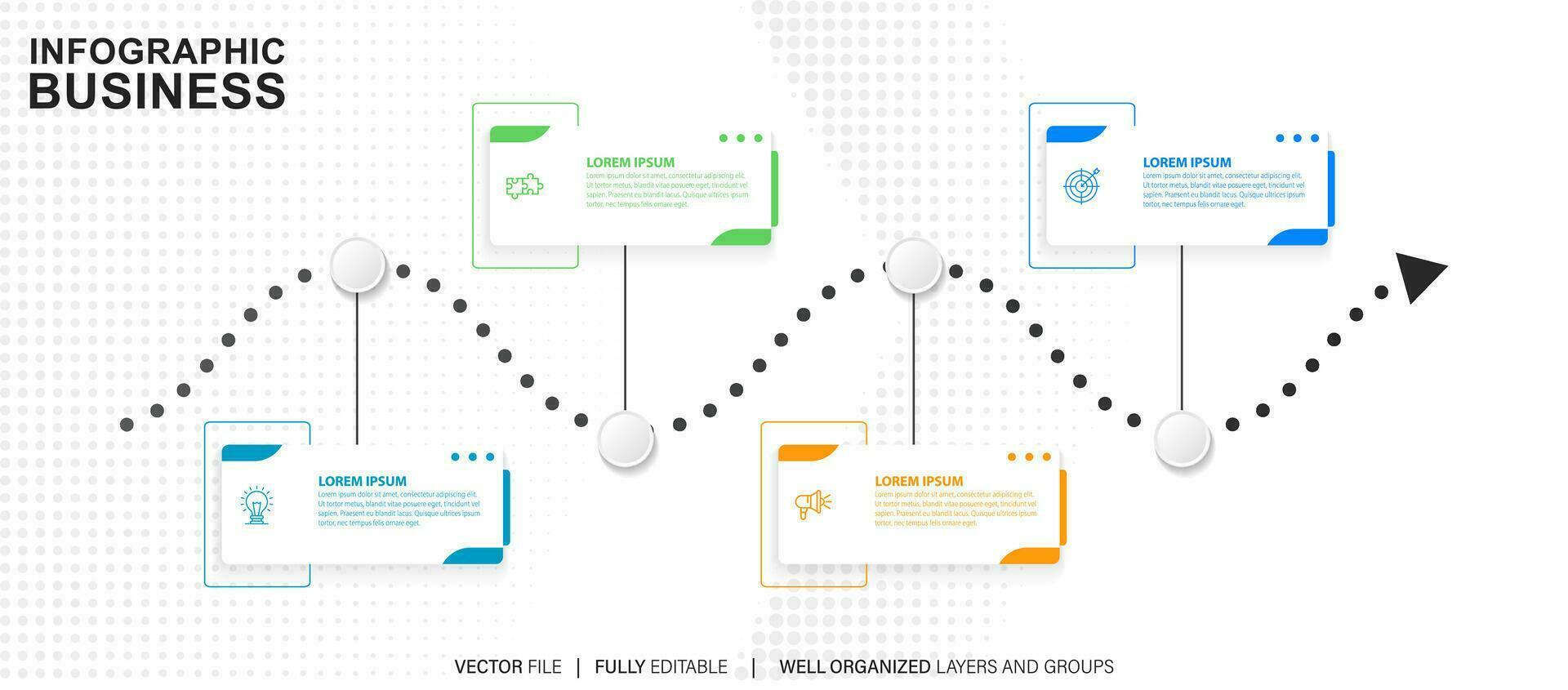 Infographic arrows with step up options. Vector template in flat design style
