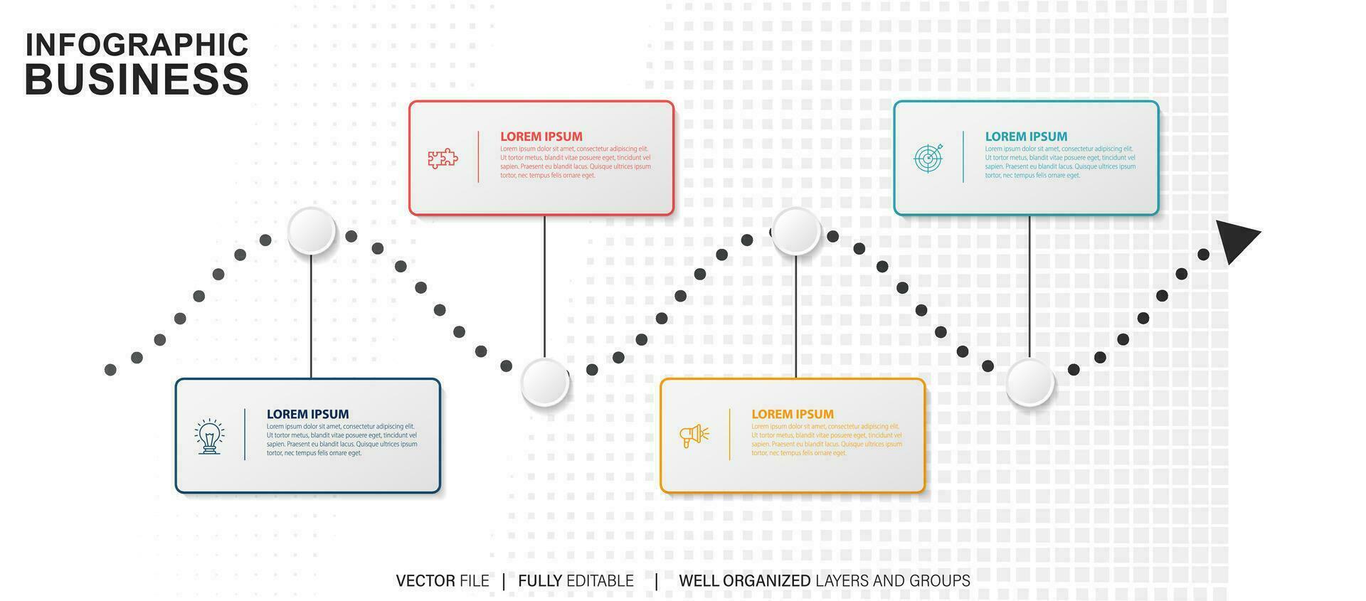 Steps business data visualization timeline process infographic template design with icons vector