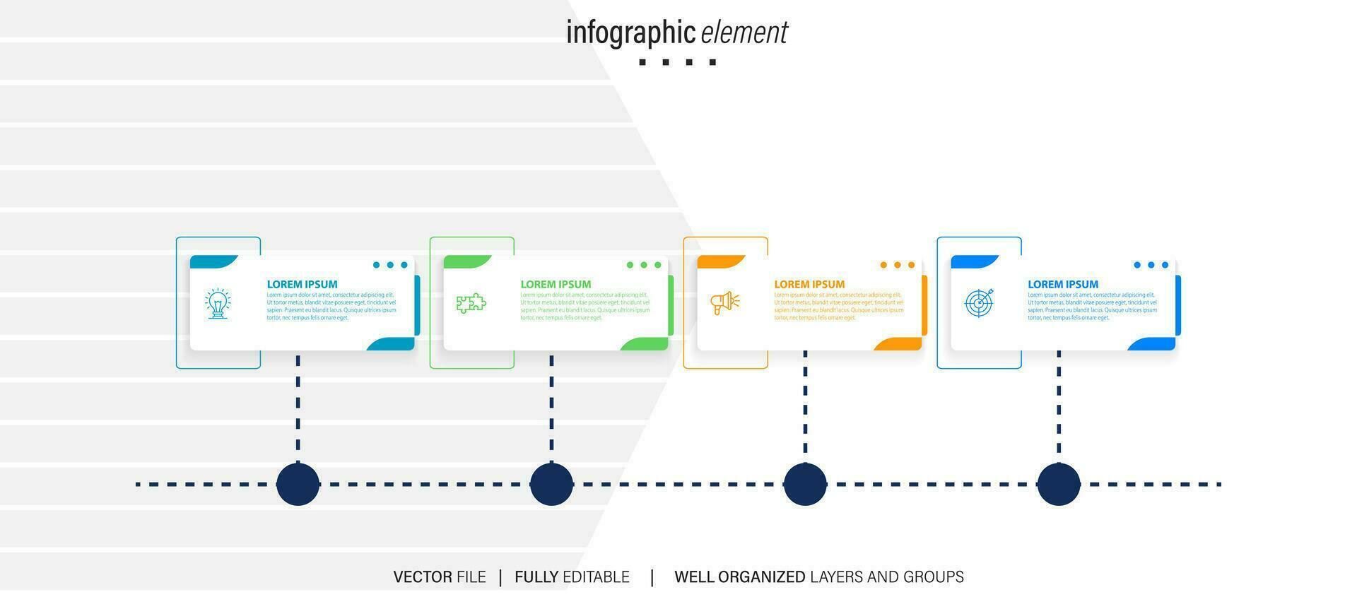 visualización de datos comerciales. iconos de infografía de línea de tiempo diseñados para plantilla de fondo abstracto elemento de hito diagrama moderno tecnología de proceso marketing digital presentación de datos vector de gráfico