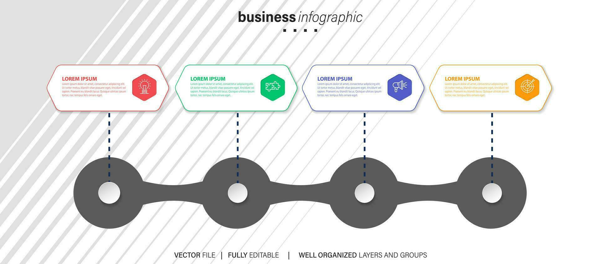 visualización de datos comerciales. iconos de infografía de línea de tiempo diseñados para plantilla de fondo abstracto elemento de hito diagrama moderno tecnología de proceso marketing digital presentación de datos vector de gráfico