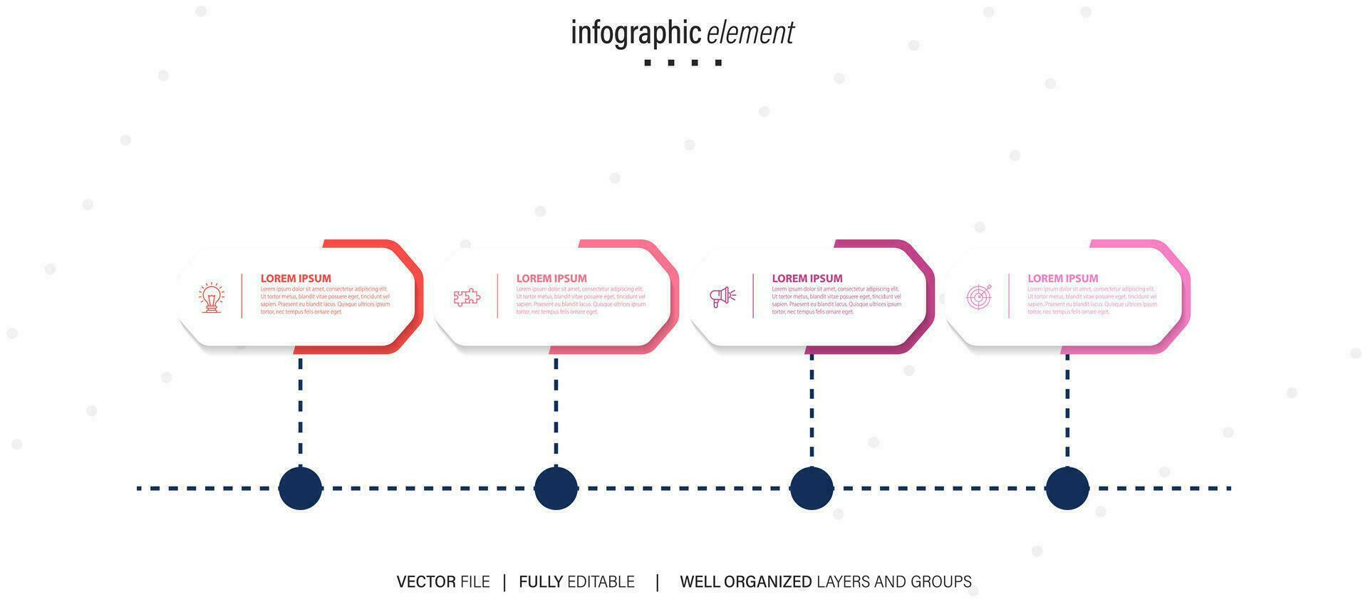 infografía diseño con 4 4 paso, infografía negocio concepto, fluir, cuadro, presentación vector