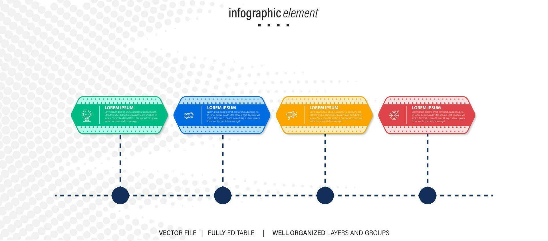 infografía diseño con 4 4 paso, infografía negocio concepto, fluir, cuadro, presentación vector