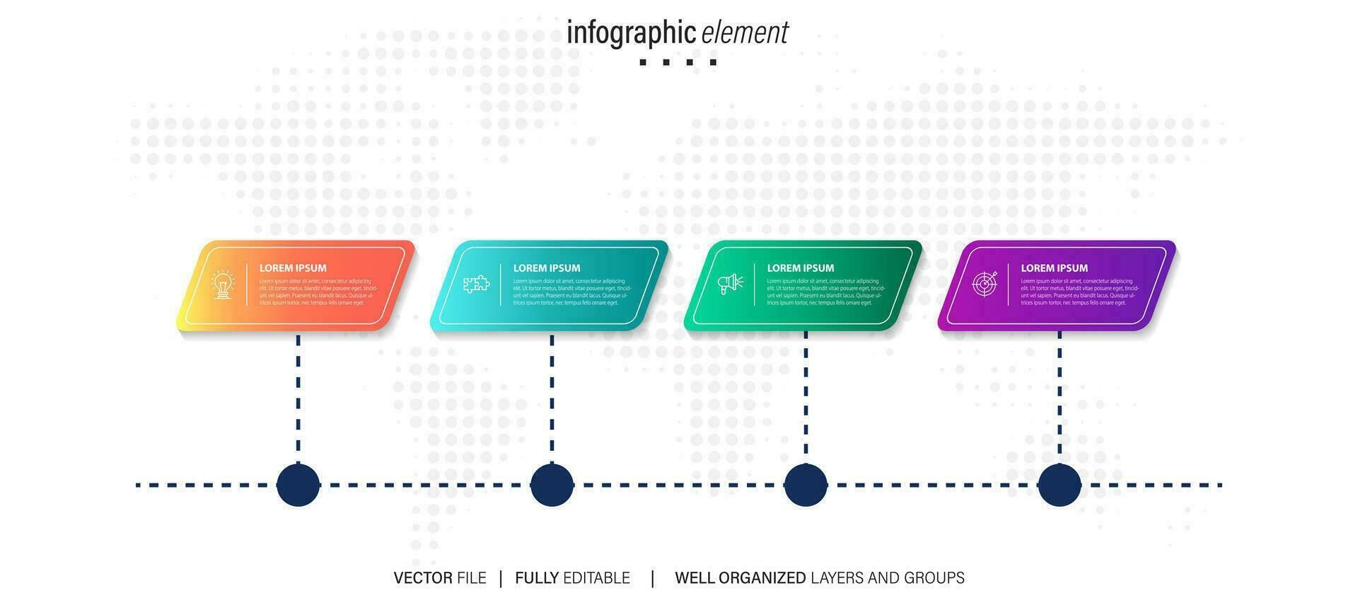 Business infographic design template with 4 options, steps or processes. Can be used for workflow layout, diagram, annual report, web design vector