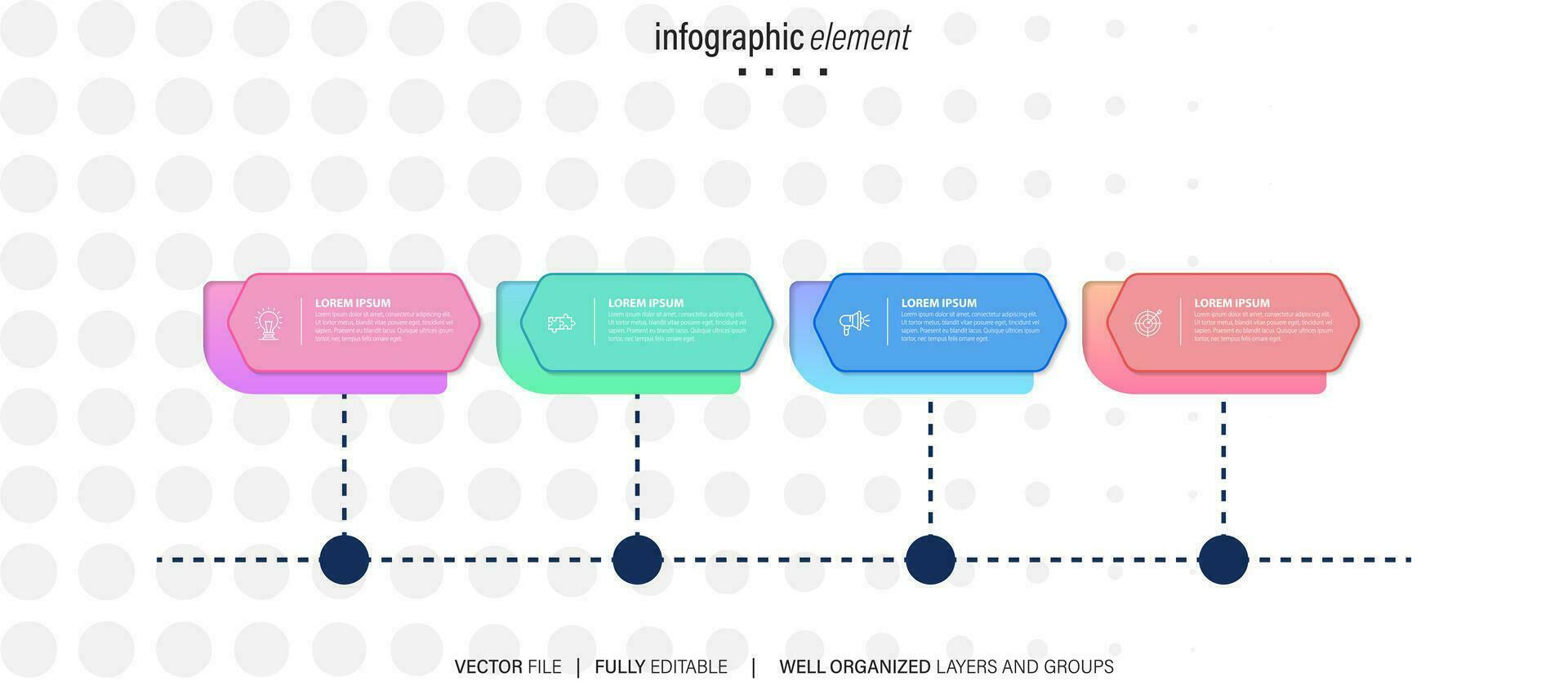 Business infographic design template with 4 options, steps or processes. Can be used for workflow layout, diagram, annual report, web design vector