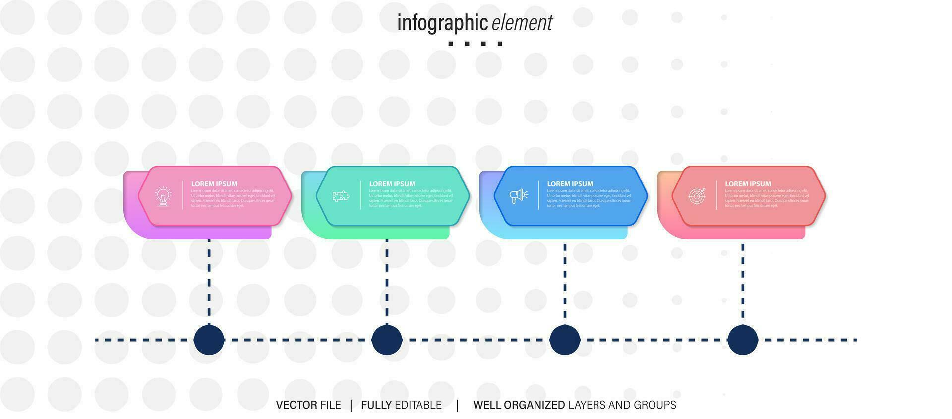 plantilla de diseño infográfico empresarial con 4 opciones, pasos o procesos. se puede utilizar para diseño de flujo de trabajo, diagrama, informe anual, diseño web vector