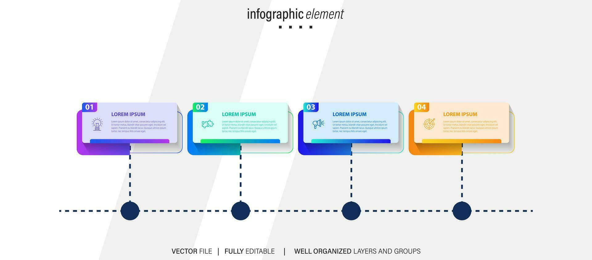 negocio proceso infografía modelo. Delgado línea diseño con números 4 4 opciones o pasos. vector ilustración gráfico diseño