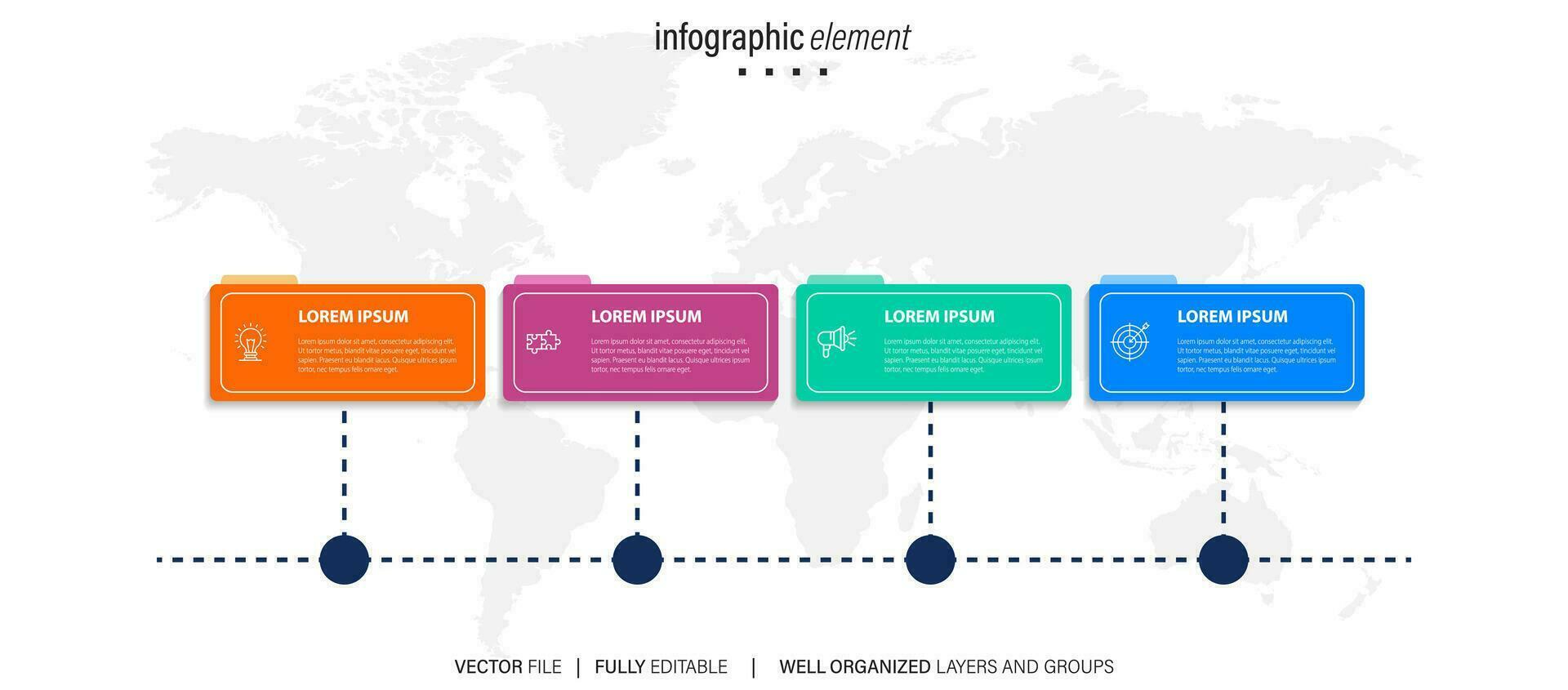 Business infographic design template with 4 options, steps or processes. Can be used for workflow layout, diagram, annual report, web design vector